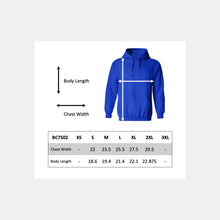 Load image into Gallery viewer, BC7502 Women&#39;s cropped hoodie size chart
