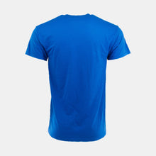 Load image into Gallery viewer, Back of a unisex royal blue t-shirt
