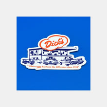 Load image into Gallery viewer, Dick's Drive-In blue and orange restaurant logo with "Where Taste has been the difference since 1954" tagline graphic sticker