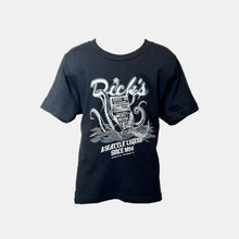 Load image into Gallery viewer, Black t-shirt with white &quot;Dick&#39;s&quot; script, tentacle and pylon sign graphic and &quot;A Seattle Legend Since 1954&quot; tagline on front
