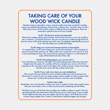 Care instructions for wood wick candles