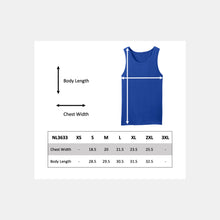 Load image into Gallery viewer, NL3633 men&#39;s tank top size chart

