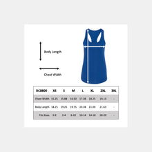 Load image into Gallery viewer, BC8800 women&#39;s racerback tank top size chart
