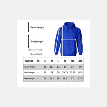 Load image into Gallery viewer, NL9303 Unisex hoodie sweatshirt size chart
