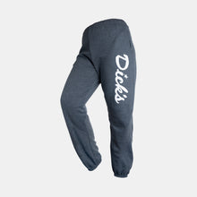 Load image into Gallery viewer, Grey sweatpants with white DDIR &quot;Dick&#39;s&quot; script down the side seam of left leg and elastic cuffs
