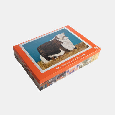 500 piece Dick's Drive-In Steer painting puzzle box 