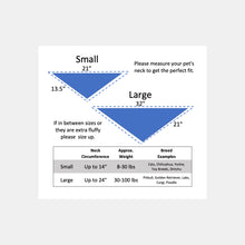 Load image into Gallery viewer, Pet bandana size chart
