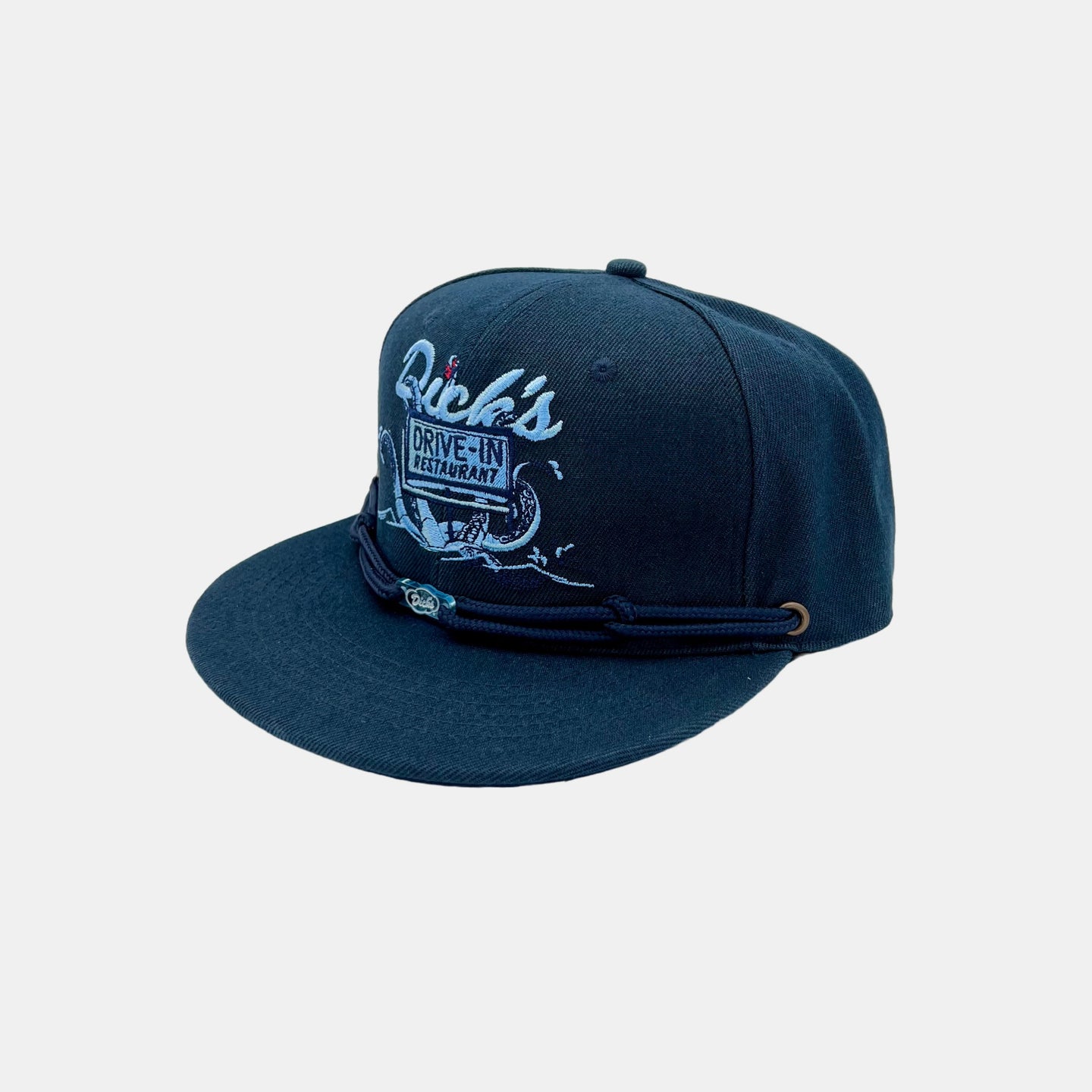 Navy snapback hat w/ light blue 